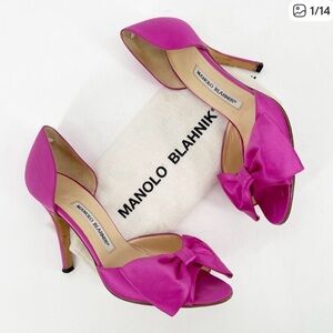 Manolo Blahnik Fuchsia Open-Toe Heels
